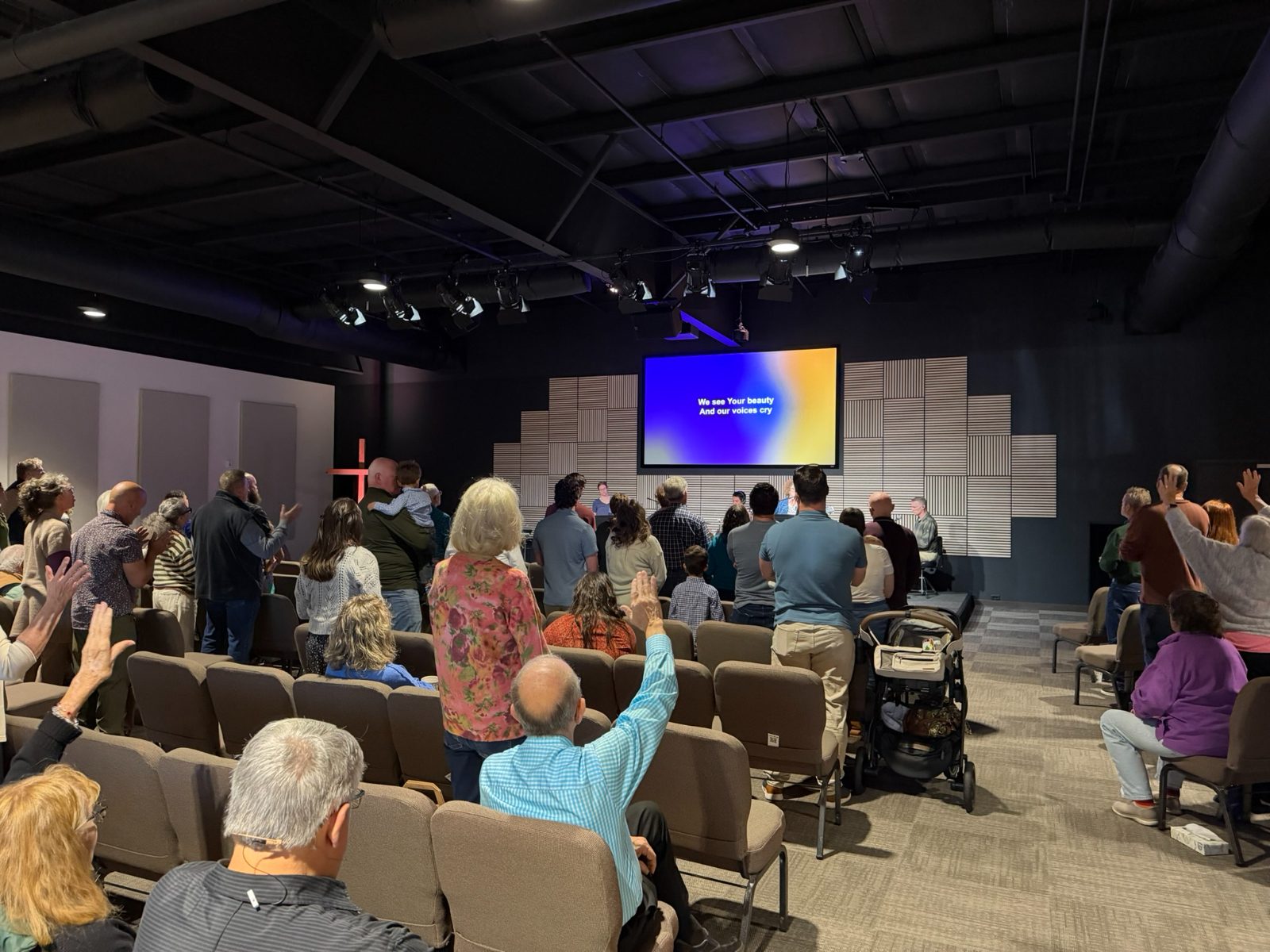 Sunday worship at Outreach Center Church in Siloam Springs, Arkansas